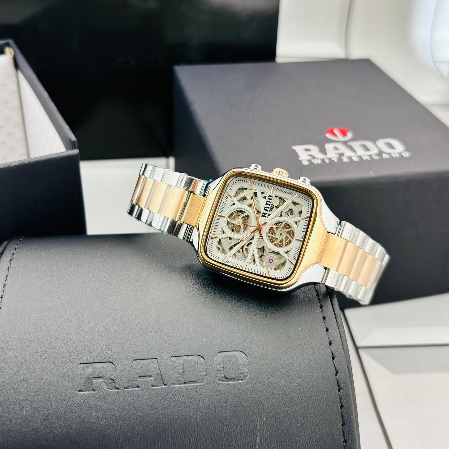 Rado True Square first copy watch rose gold