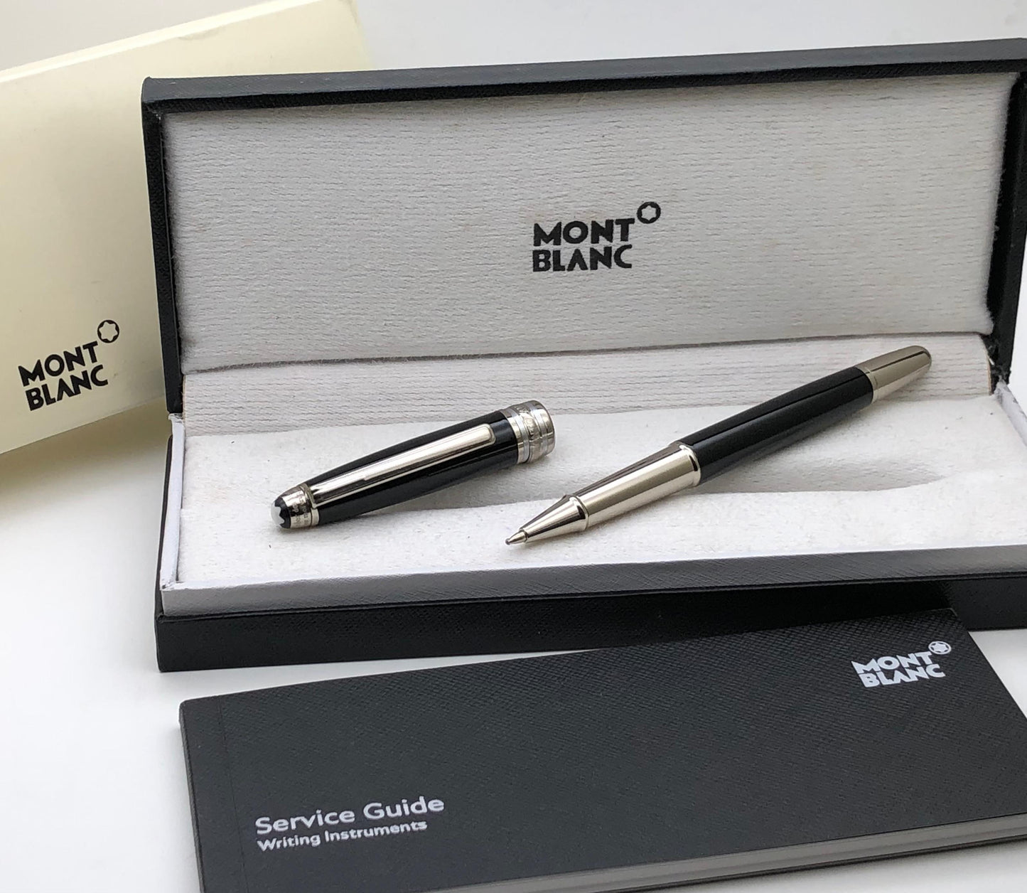 First Copy Mont Blanc Classique Silver Trim Rollerball Pen with Luxury Gift Box - COD Available