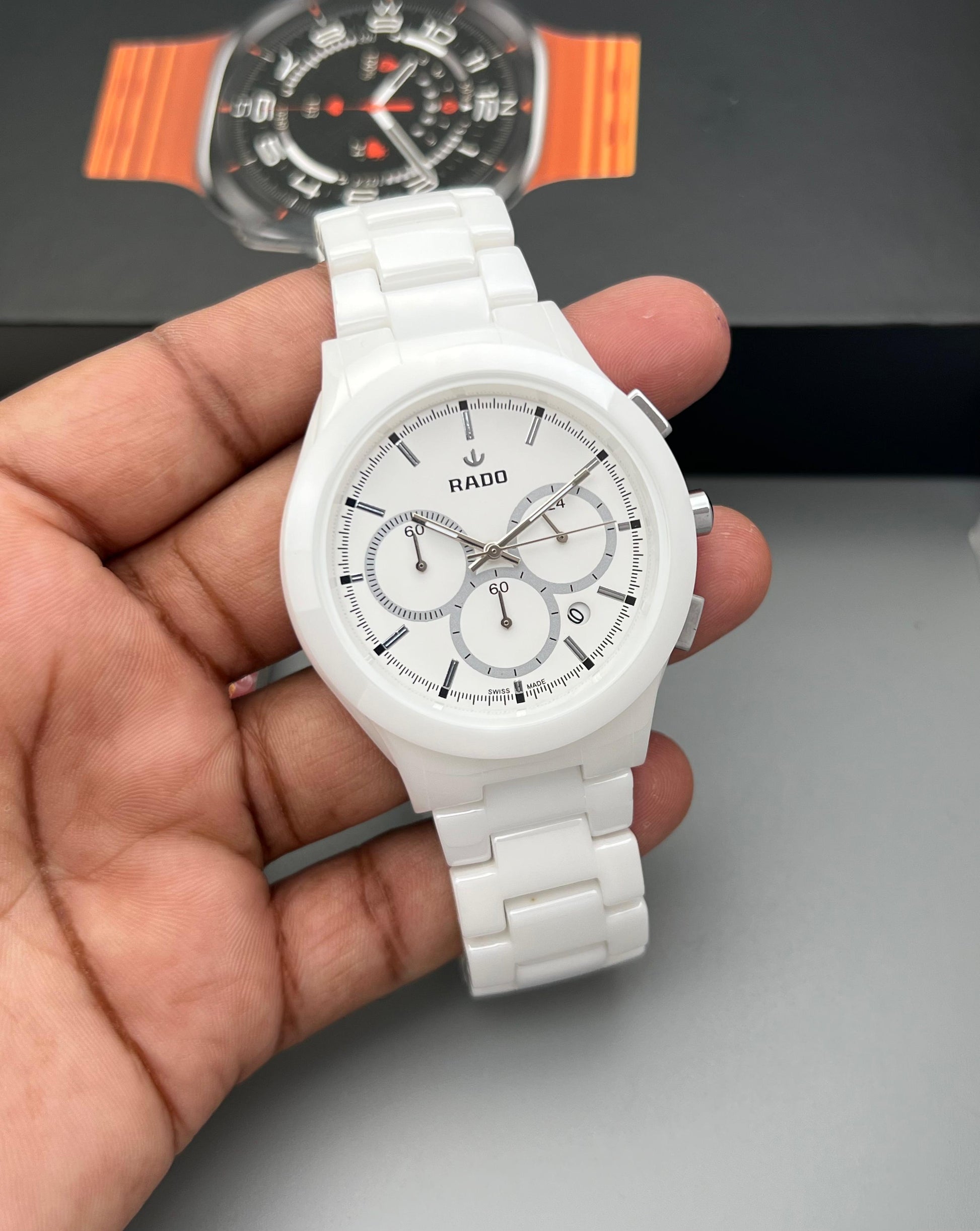 white ceramic body rado first copy watch 