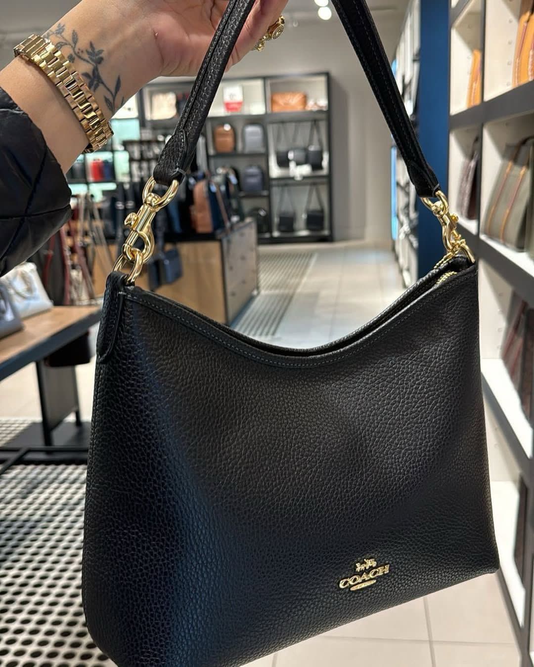 Coach Black Leather Handbag Premium First Copy