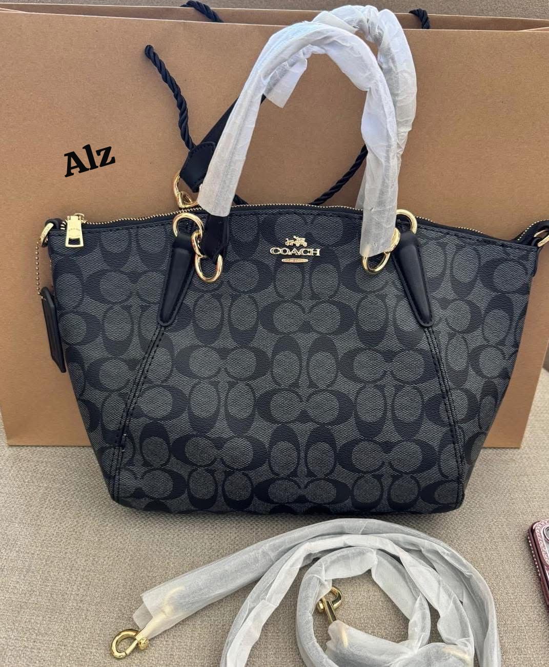 Coach Black Monogram Tote Bag Premium Replica