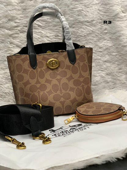 Coach Signature Monogram Mini Tote with Coin Pouch