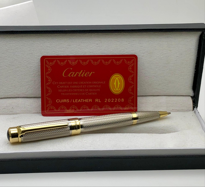 First Copy Cartier Rollerball Pen Silver Gold