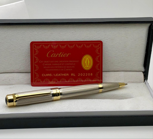 First Copy Cartier Rollerball Pen Silver Gold