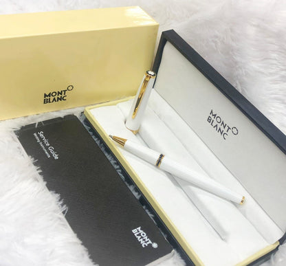 First Copy Mont Blanc White Rollerball Pen Premium Metal Body