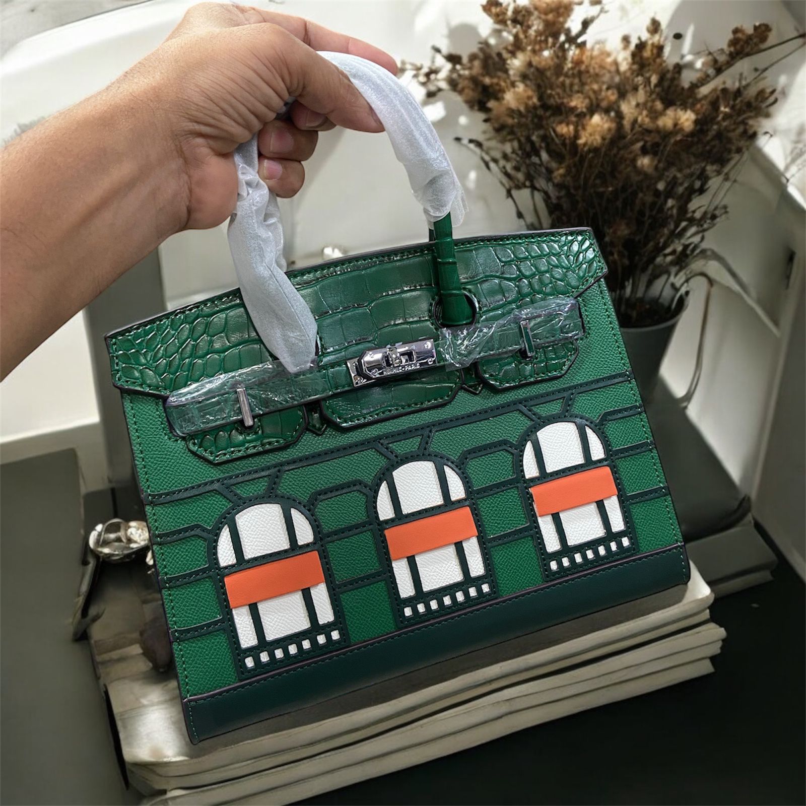 Green Hermès first copy handbag premium luxury replica bag