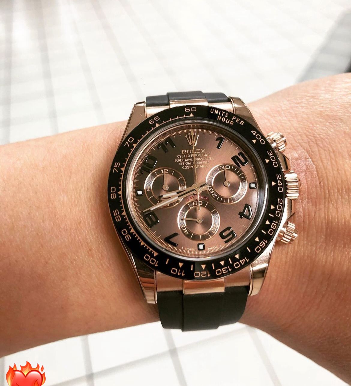 Replica Rolex Daytona automatic watch with black fiber strap