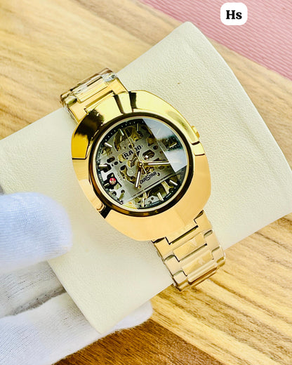 Rado DiaStar Meccanico men’s automatic skeleton first copy watch golden case 