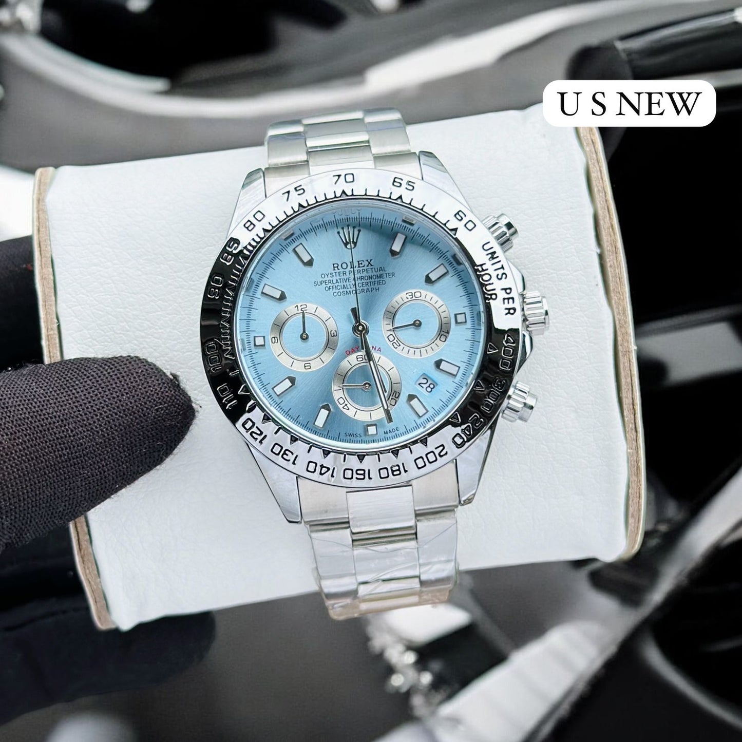 first copy Rolex Daytona in India blue dial with silver strap