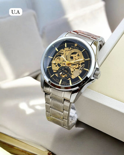 First copy rolex watch black and gold colour dial and silver body
