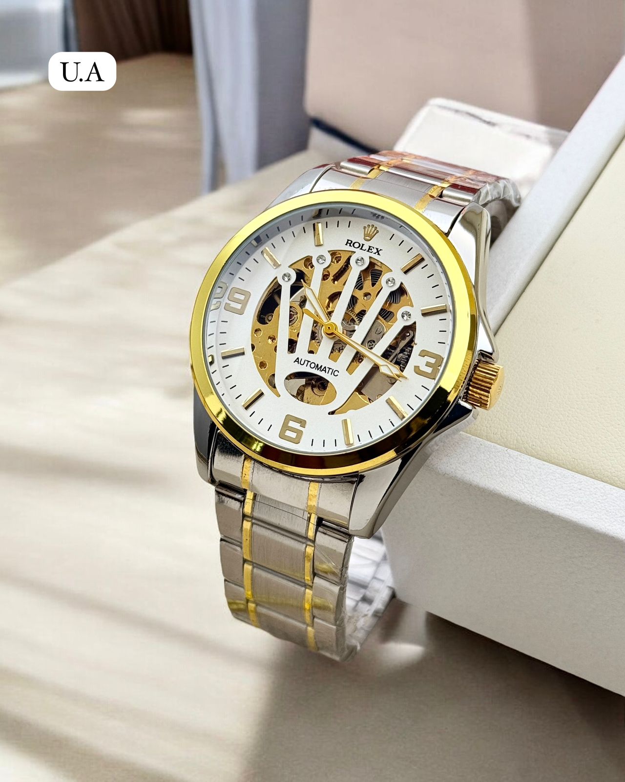 first copy rolex automatic watch with white dial