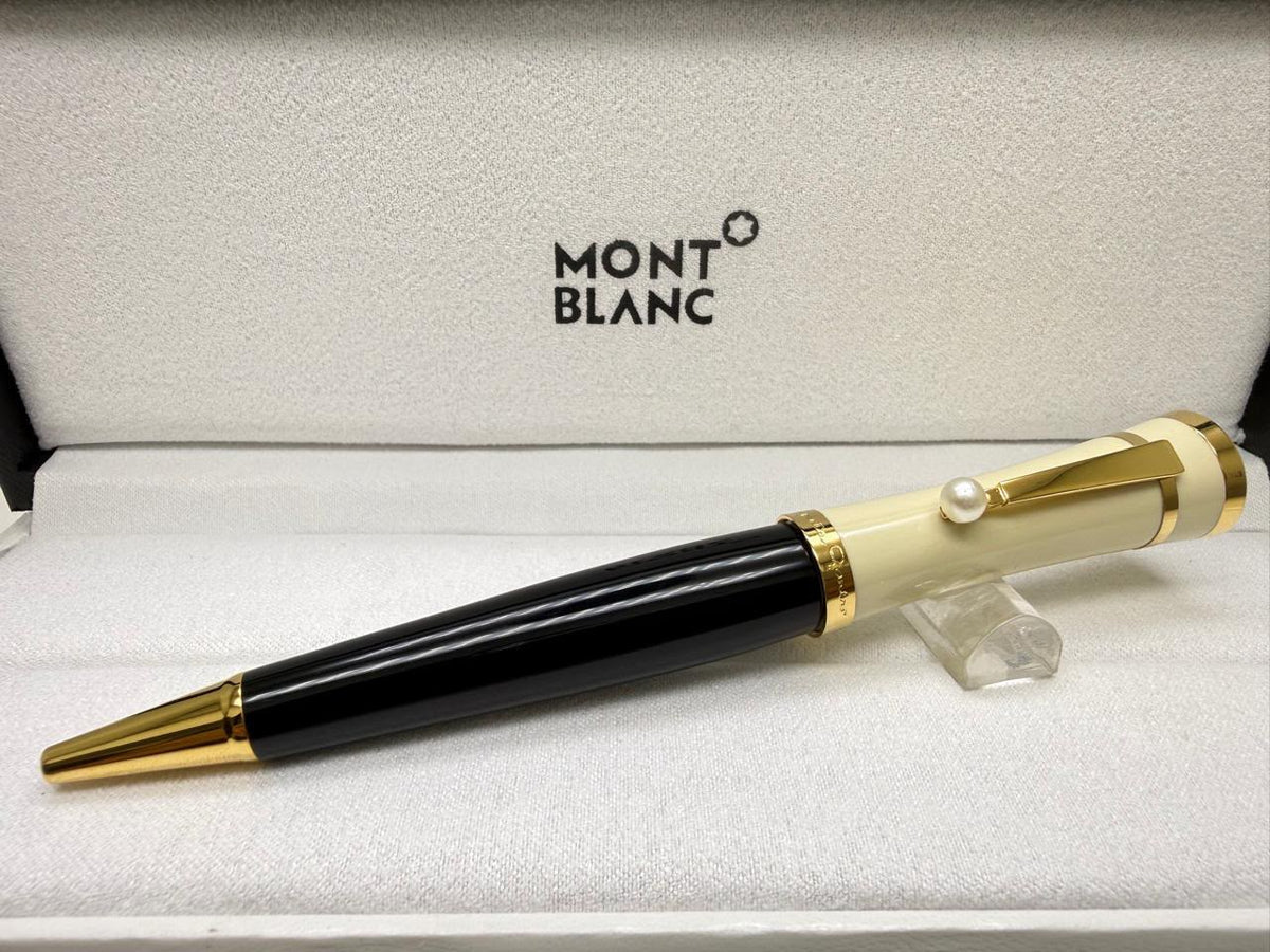 Montblanc first copy ballpoint pen in black and ivory Greta Garbo style with gold tone