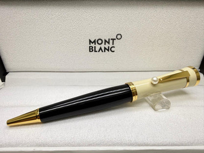 Montblanc first copy ballpoint pen in black and ivory Greta Garbo style with gold tone