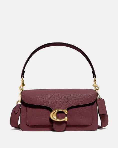 Burgundy Coach Tabby-style shoulder bag first copy with structured flap and gold-tone hardware
