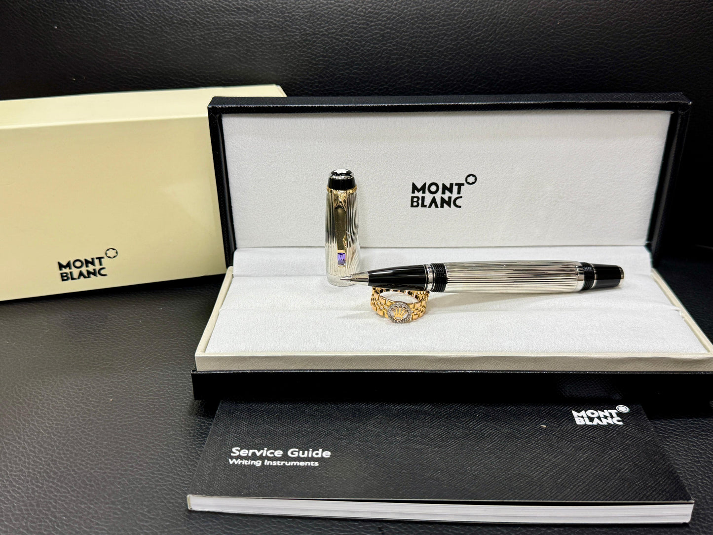First Copy Mont Blanc Heritage Silver Ribbed Rollerball Pen – Luxury Executive Writing Pen