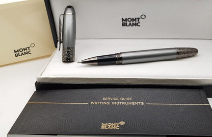 First Copy Mont Blanc Patron Style Silver Rollerball Pen with Premium Gift Box – COD Available