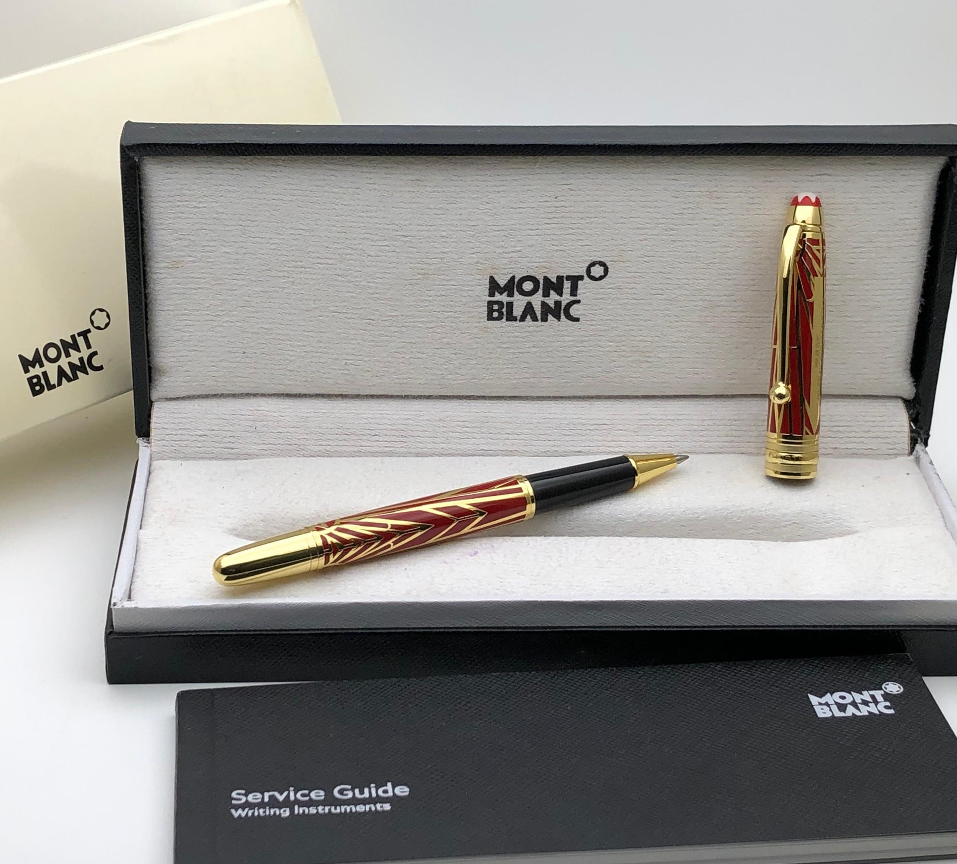 First Copy Mont Blanc Red Gold Executive Writing Pen in Luxury Gift Box