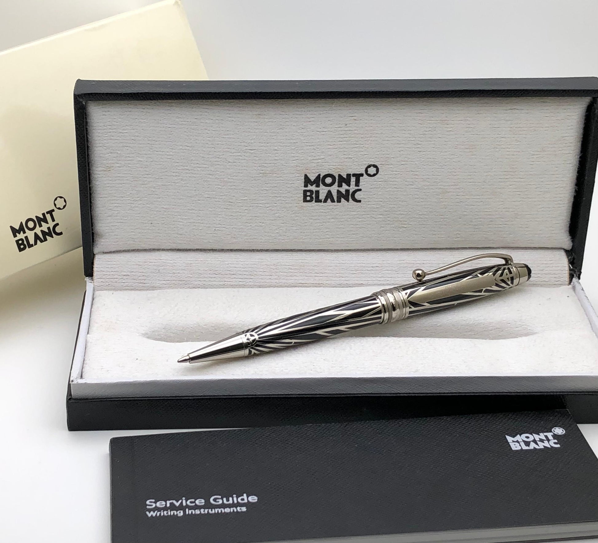 First Copy Mont Blanc Silver Pattern Luxury Rollerball Pen with Premium Gift Box