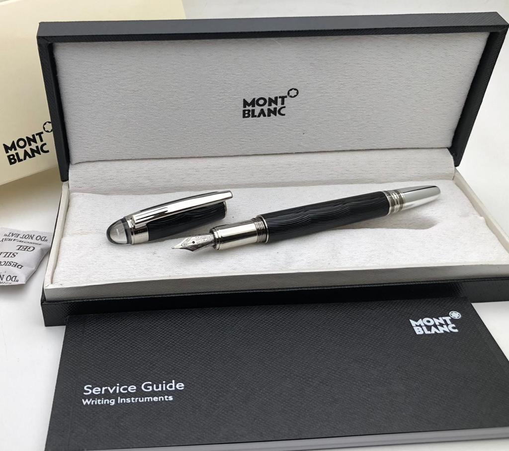 First Copy Mont Blanc StarWalker Style Black Textured Fountain Pen with Gift Box