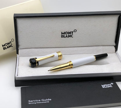 First Copy Mont Blanc White Gold Rollerball Pen with Premium Gift Box – COD Available