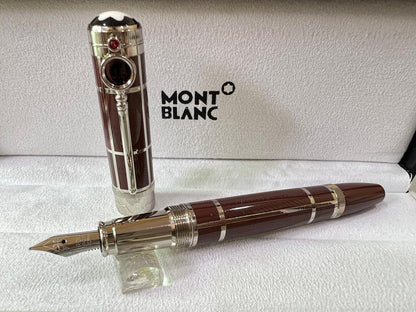 Brown first copy Montblanc Writers Edition Sir Arthur Conan Doyle limited edition style fountain pen with silver-tone detailing and presentation box