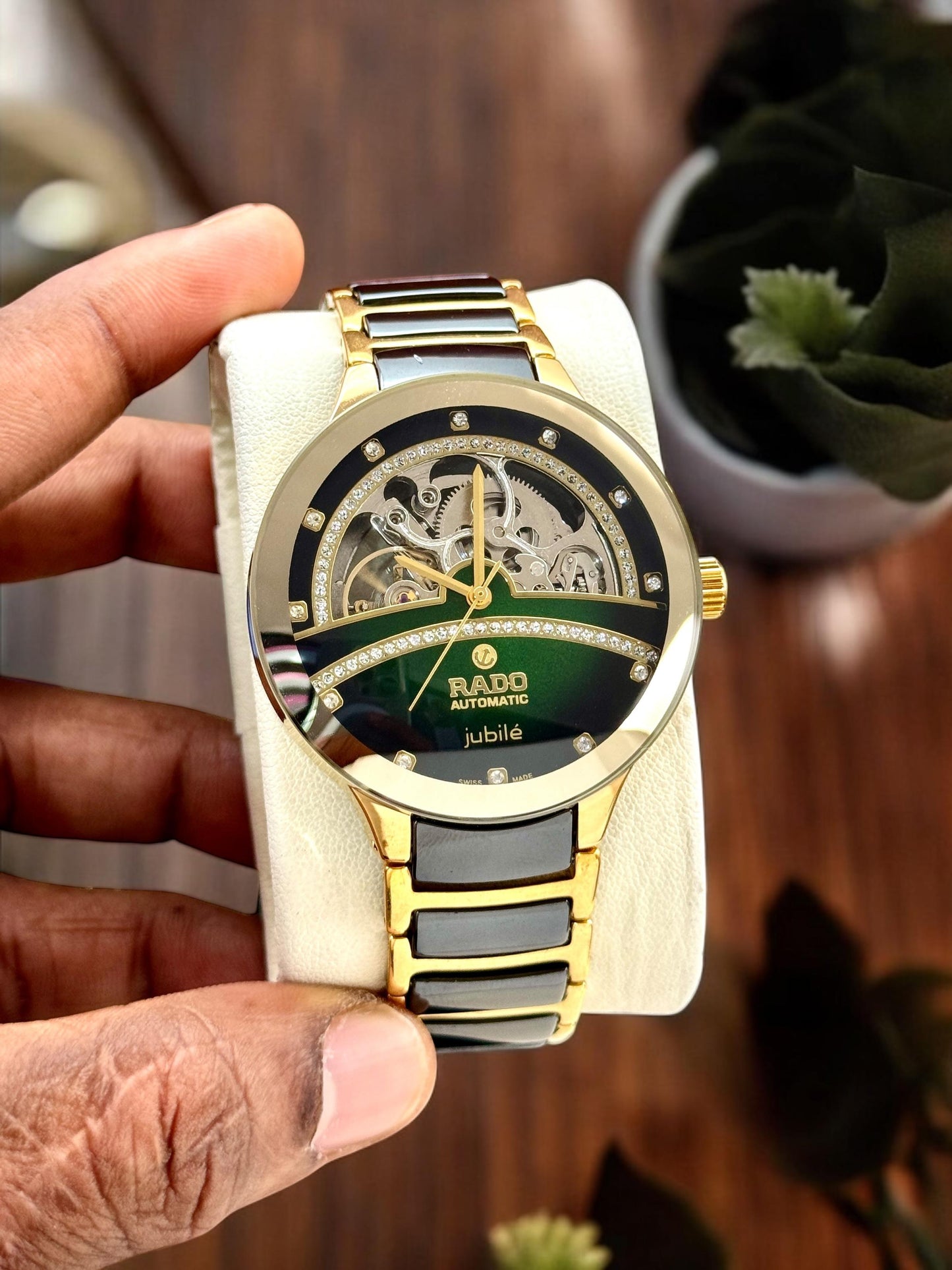 Rado Centrix Jubilé first copy half-skeleton black gold and green dial